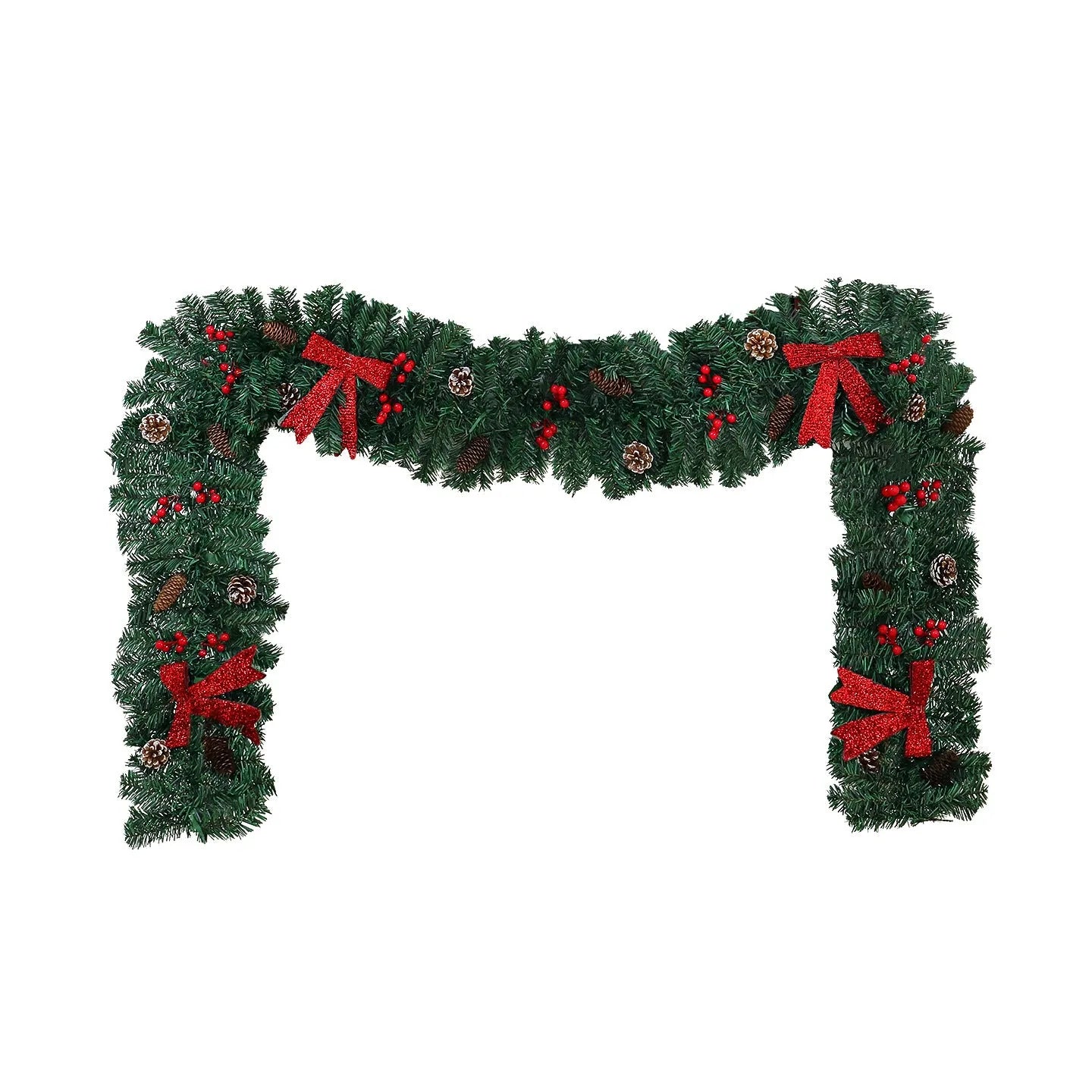 Christmas rattan decorative showcase with pine cone bow design in European style