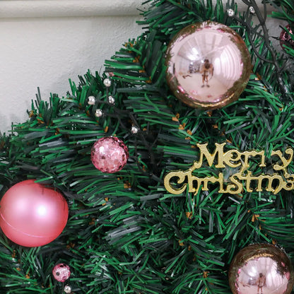 2.7 metre pink artificial rattan Christmas garland with 240 PVC foliage heads and optional coloured lighting