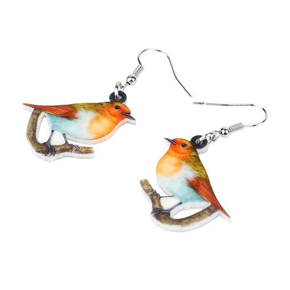 Acrylic Blue Titmouse geometric pendant earrings with snake detail elements, lightweight 5g design