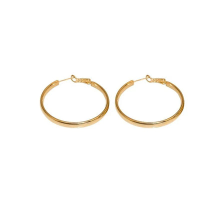 Gold and silver tone 40mm metal circle earrings with electroplated finish