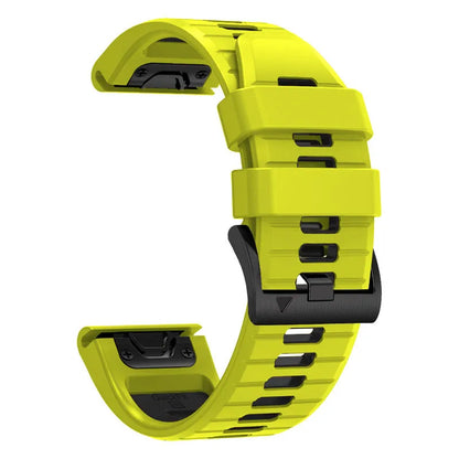 Two-colour quick release silicone strap for Garmin Fenix watches in Army Green Black and other colour options.