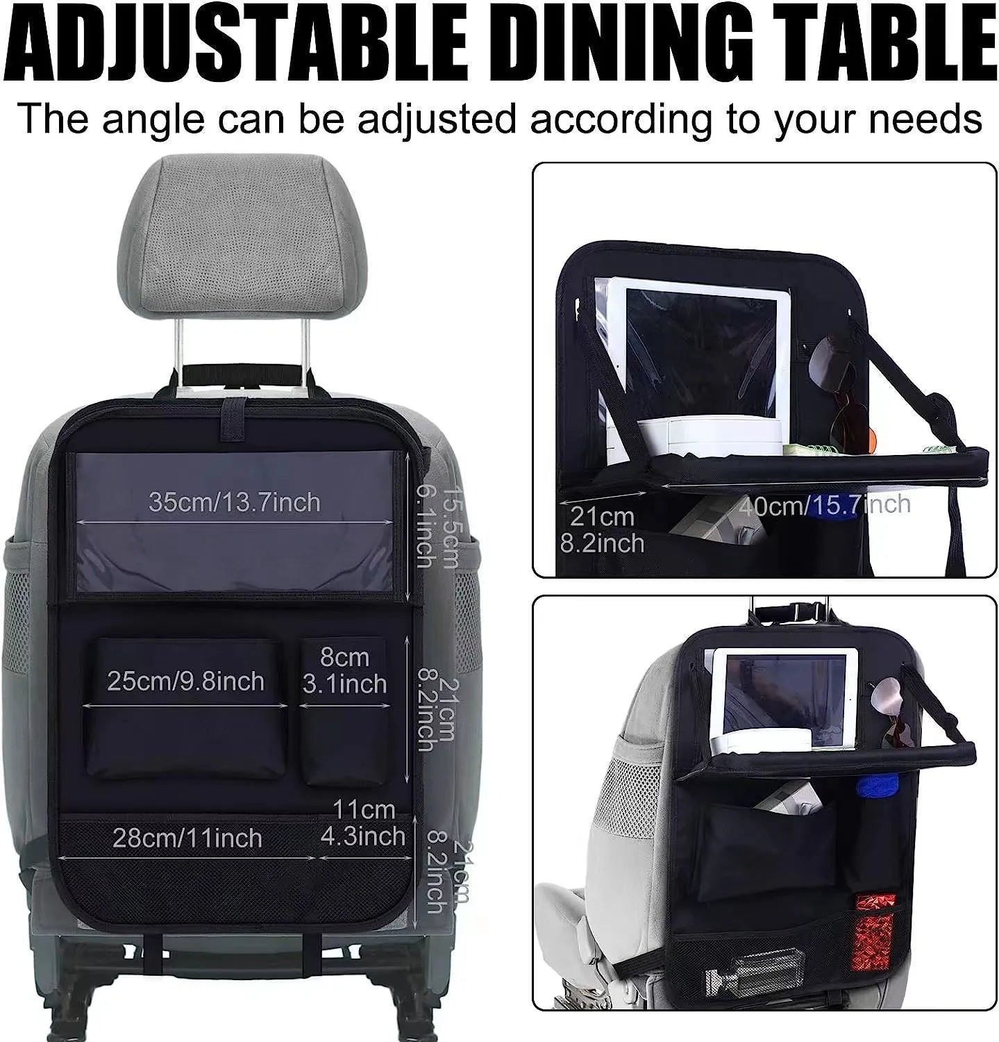 Black Oxford cloth car seat buggy bag measuring 42x30cm with hanging straps for multifunction storage