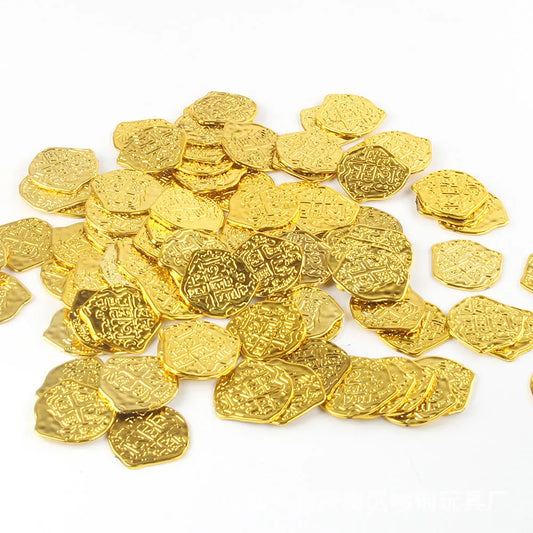Doli Roman coin set showing 100 plastic coins with electroplated finish in gold, silver, or bronze options