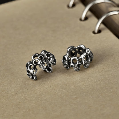 Stainless steel hollow skull geometric ear clip with clip-on fitting