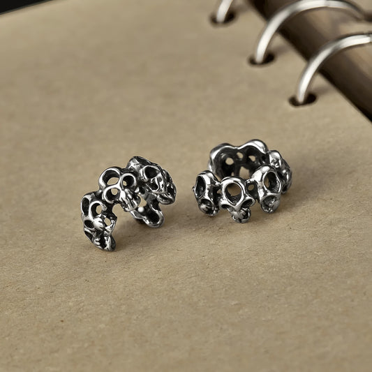 Stainless steel hollow skull geometric ear clip with clip-on fitting