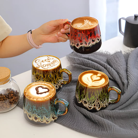 350ml large capacity retro style coffee mug with 8.5cm height and 8cm diameter