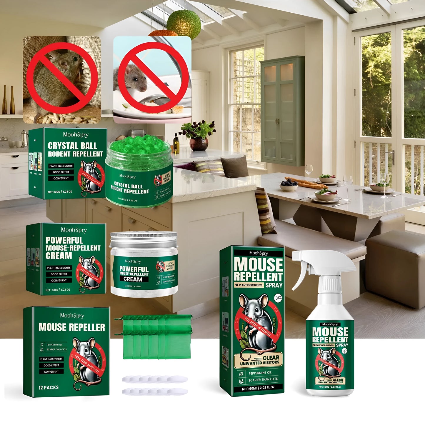 60ml natural rat repellent spray bottle with clove and peppermint oils for outdoor and car use