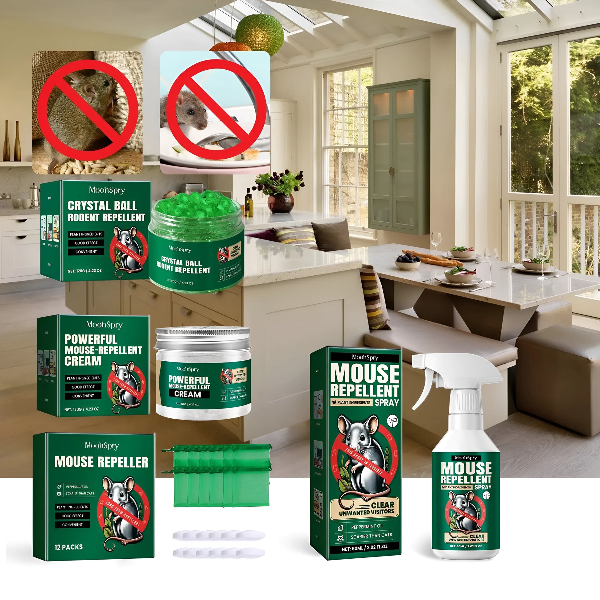 60ml natural rat repellent spray bottle with clove and peppermint oils for outdoor and car use