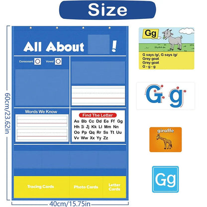 60x40cm learning chart with alphabet cards in sleeve for home education