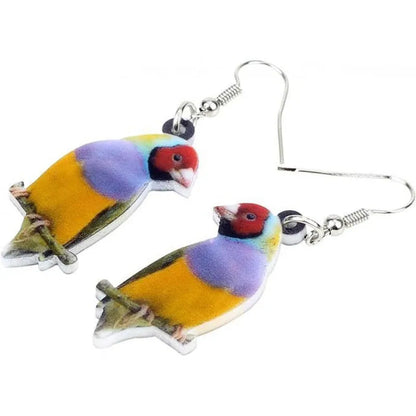 Acrylic Blue Titmouse geometric pendant earrings with snake detail elements, lightweight 5g design