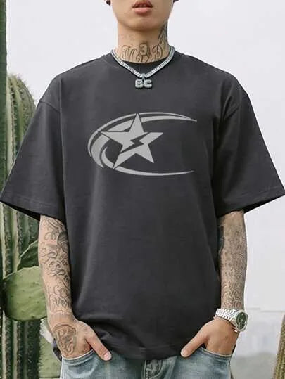 Men's pure cotton casual T-shirt in solid colours with Japanese retro style and short sleeve design