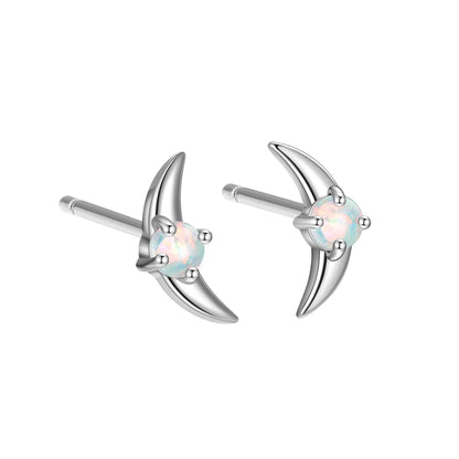925 silver geometric women's earrings with electroplated finish and stone accents in blue, purple, or white