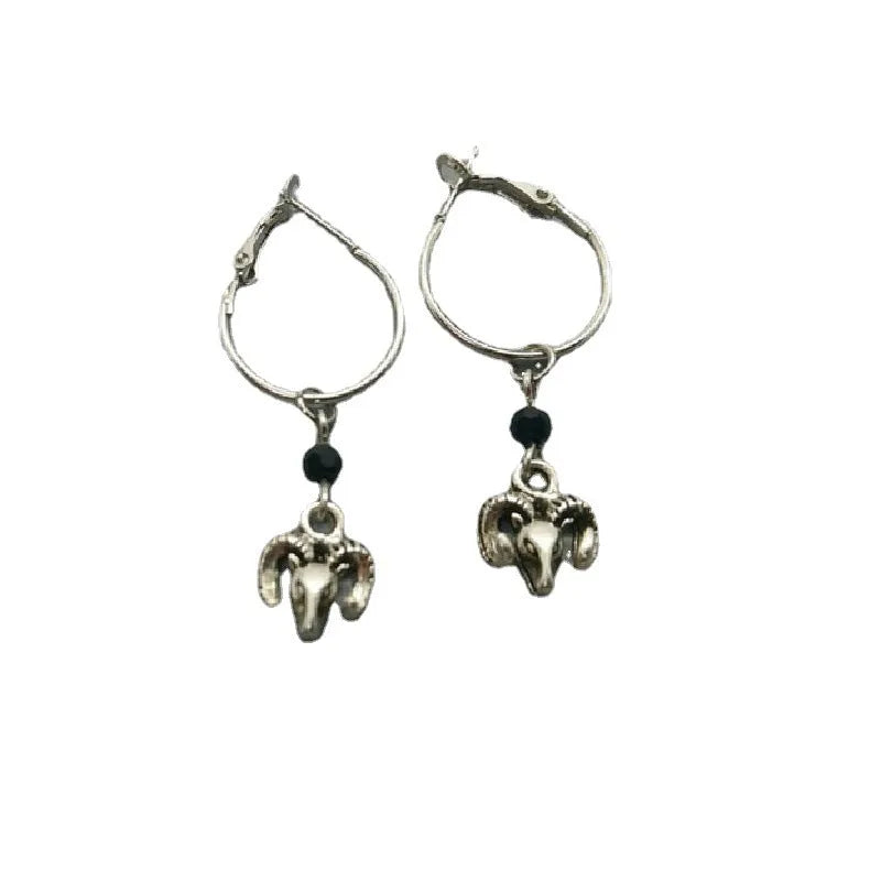 Silver round ring earrings with 2.5 cm diameter on display