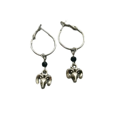 Silver round ring earrings with 2.5 cm diameter on display