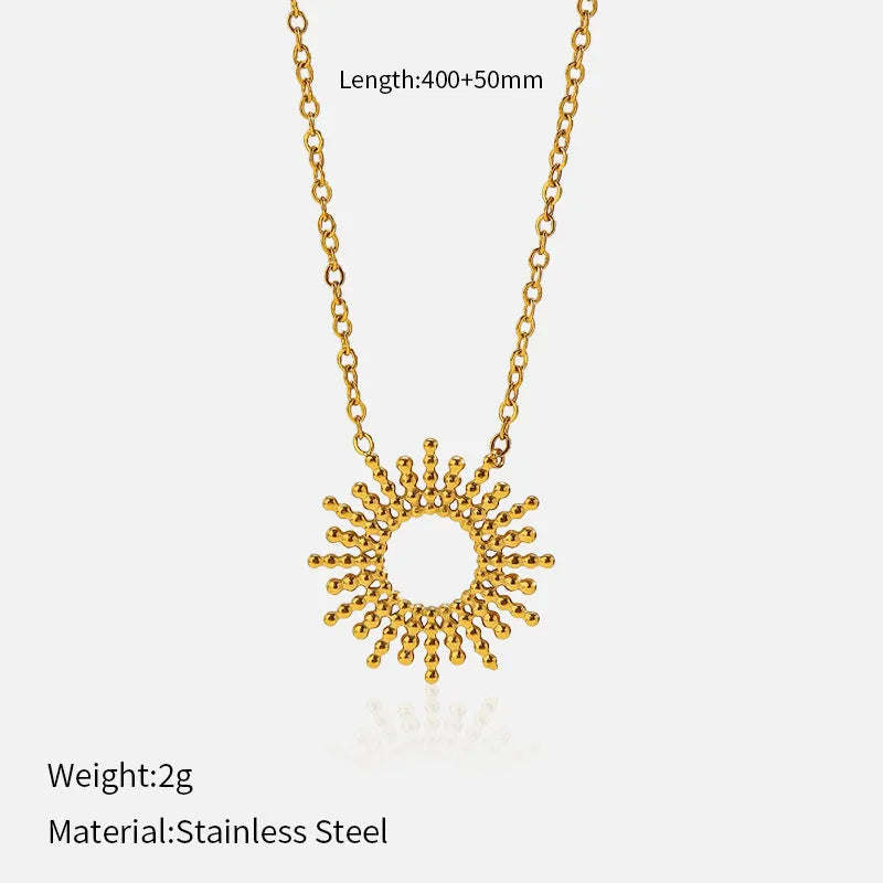 SUNFLOWER Series 14K gold-plated geometric chain necklace and bracelet set for female fashion wear