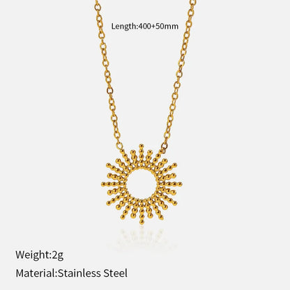 SUNFLOWER Series 14K gold-plated geometric chain necklace and bracelet set for female fashion wear