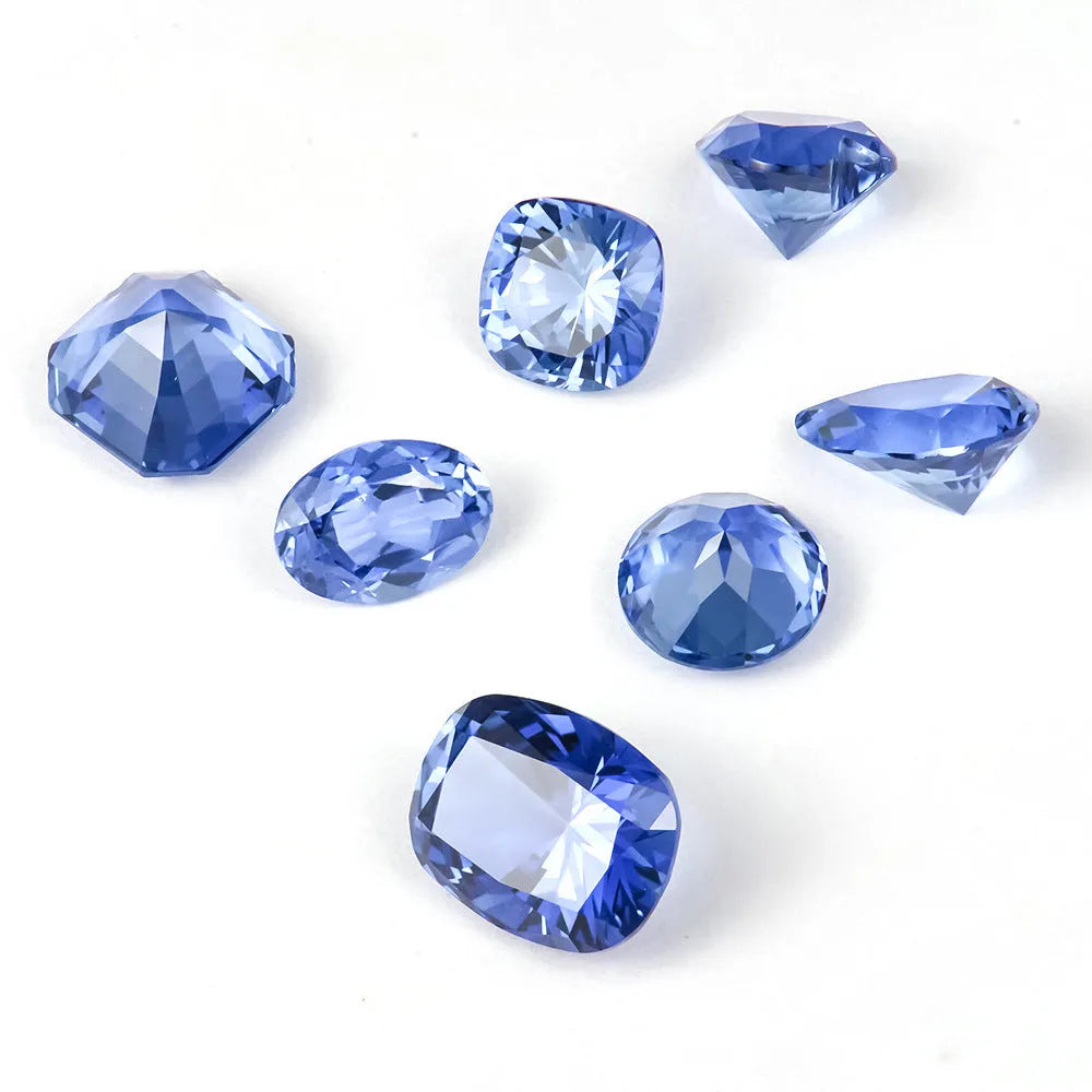 Royal blue love shaped tiara cultivate gemstone in heart and round cuts for jewellery making.