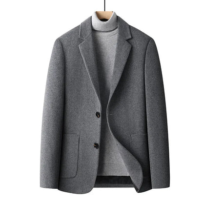 Men's slim-fit wool suit in grey colour with non-ironing fabric for autumn and winter wear