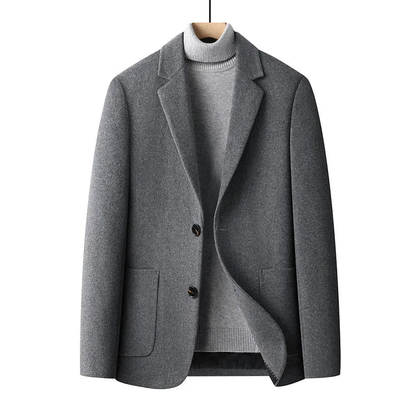 Men's slim-fit wool suit for autumn wear in grey colour with non-ironing feature