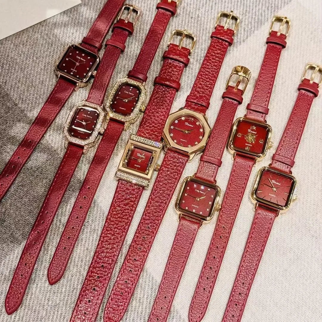 Alloy Ankela Red women's watch showing 8mm thickness and Chinese style design with various colour options