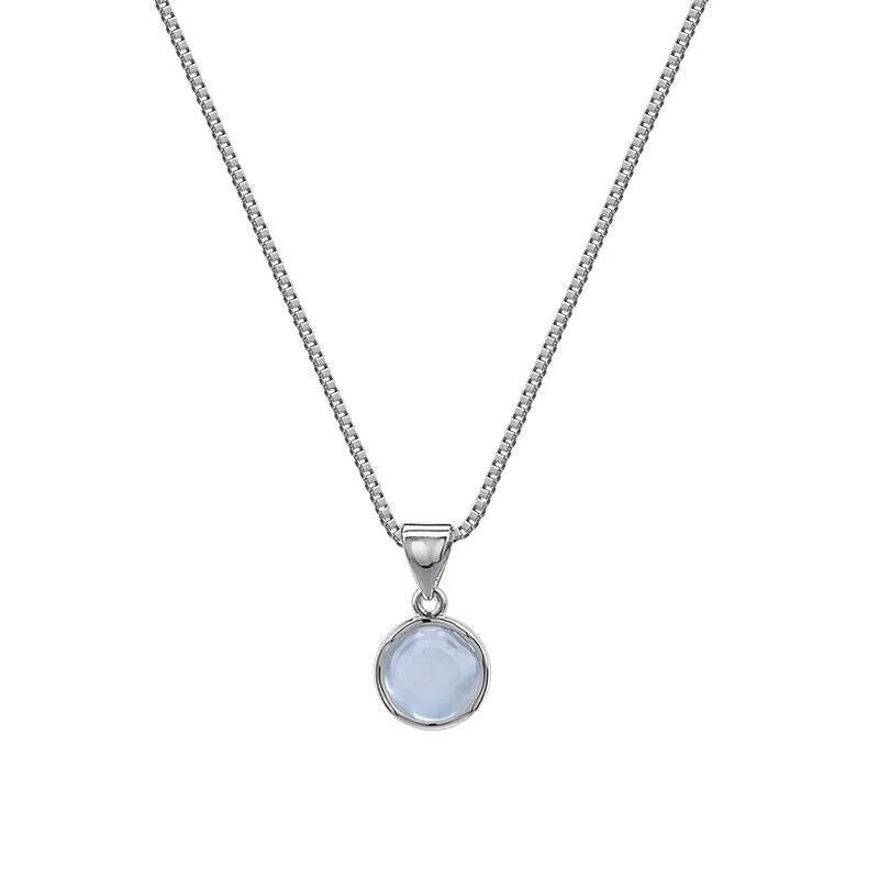 Women's adjustable oval pendant necklace with 21-50cm electroplated chain and artificial crystal