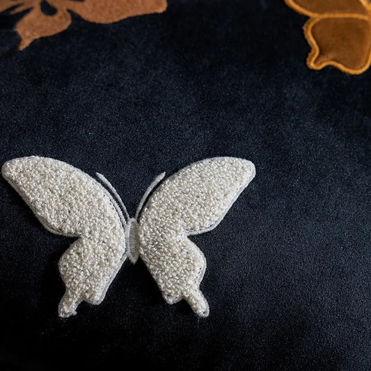 45x45cm square couch pillow with Chinese-style butterfly embroidery in beige colour