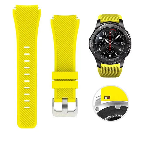 S3 Twill compatible silicone sports watch strap in multiple colours showing 125mm by 98mm dimensions