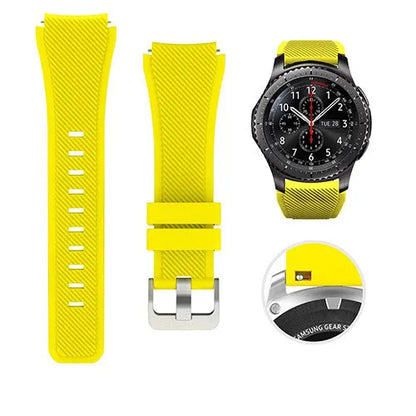 S3 Twill compatible silicone sports watch strap in multiple colours showing 125mm by 98mm dimensions