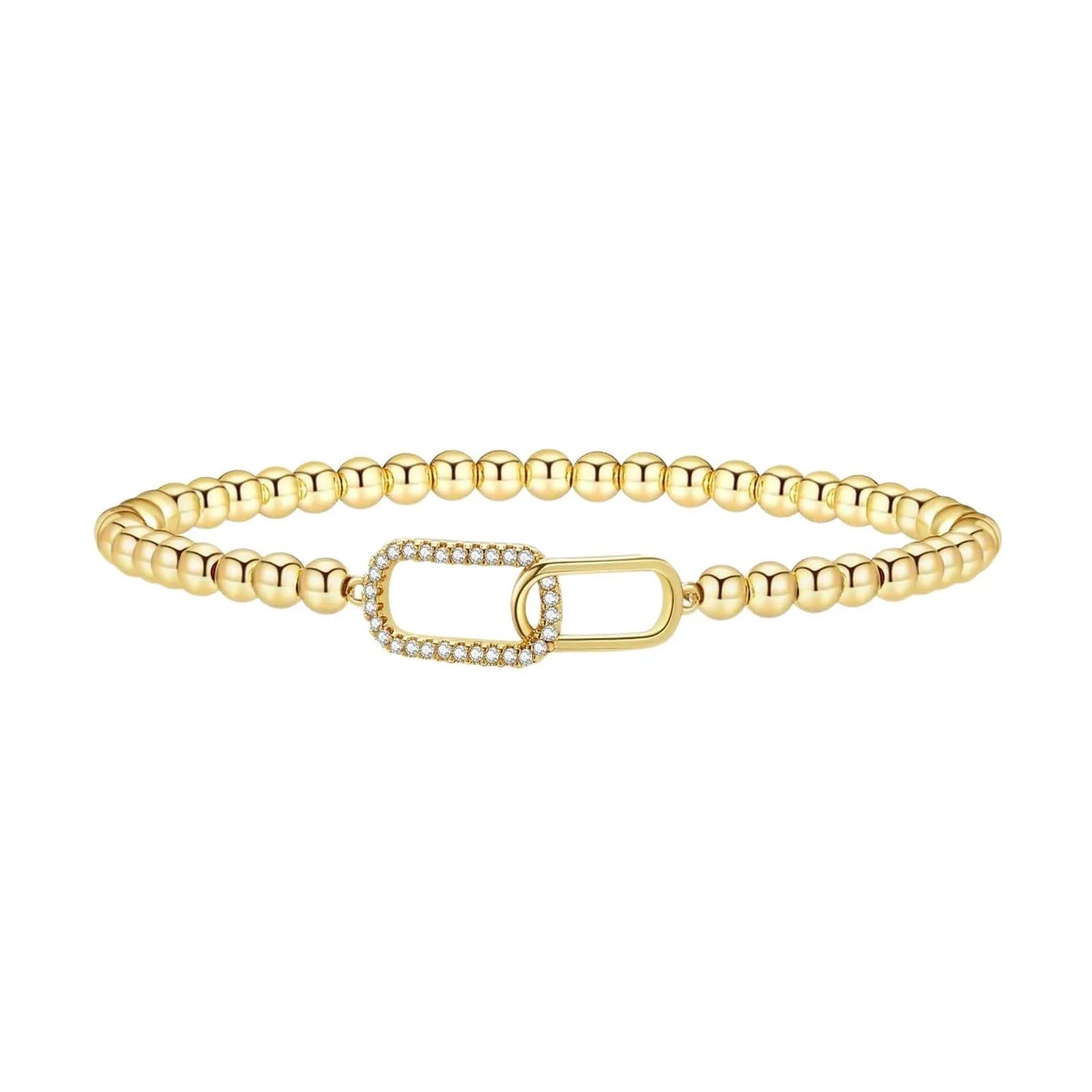 Stainless steel beaded bracelet with geometric round beads in adjustable design