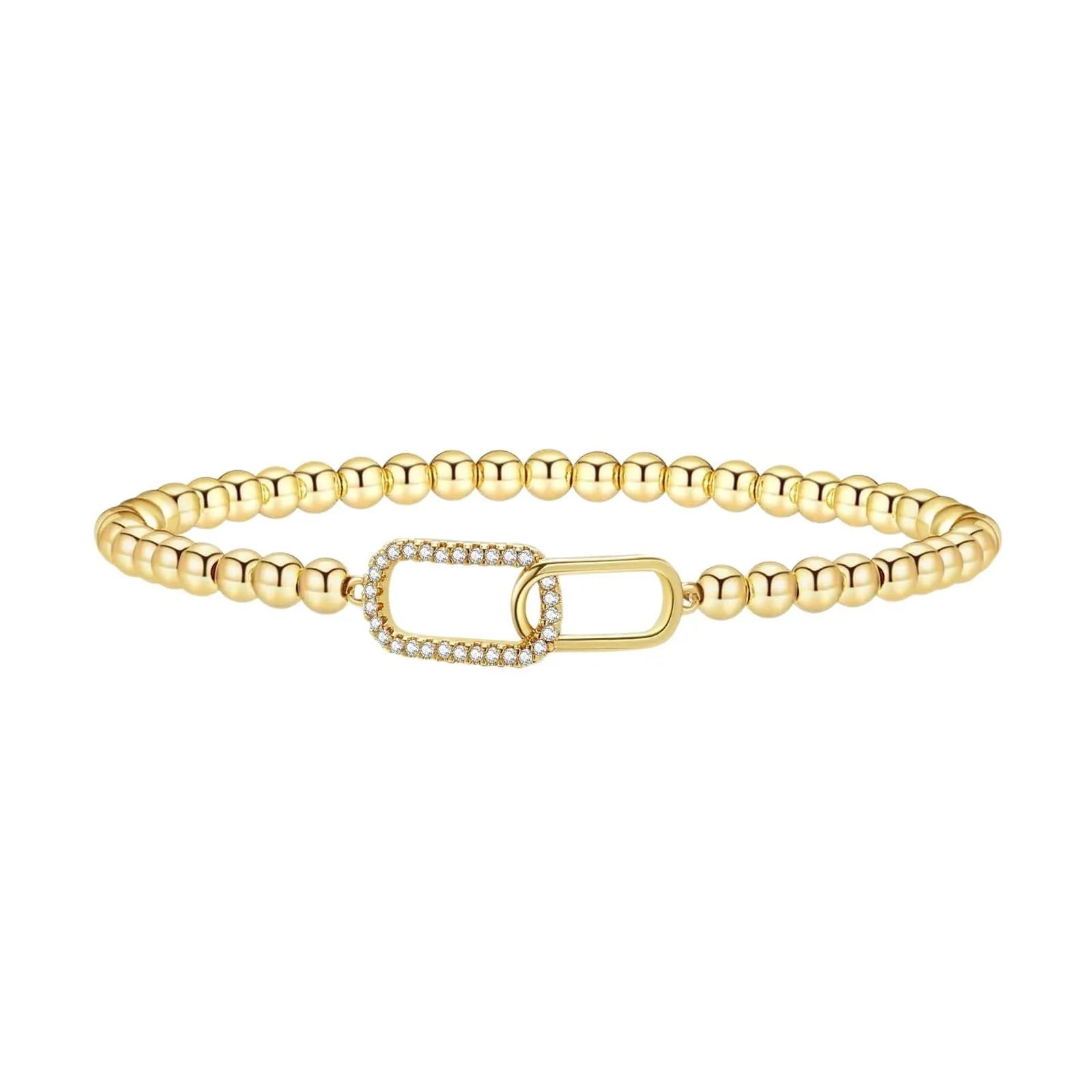 Stainless steel beaded bracelet with geometric round beads in adjustable design