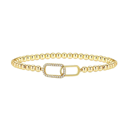 Stainless steel beaded bracelet with geometric round beads in adjustable design