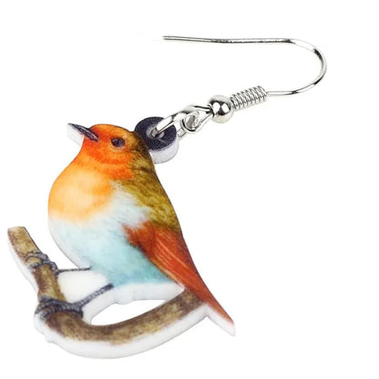 Acrylic Blue Titmouse geometric pendant earrings with snake detail elements, lightweight 5g design