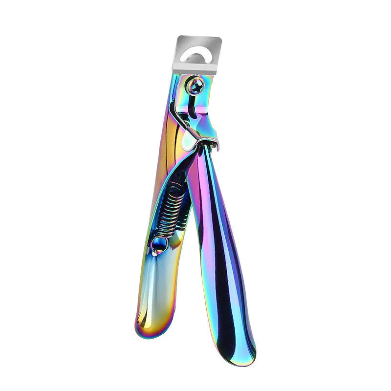 French U-shaped nail scissors with stainless steel blades and electrophoresis coating in black, titanium, or silver handle options