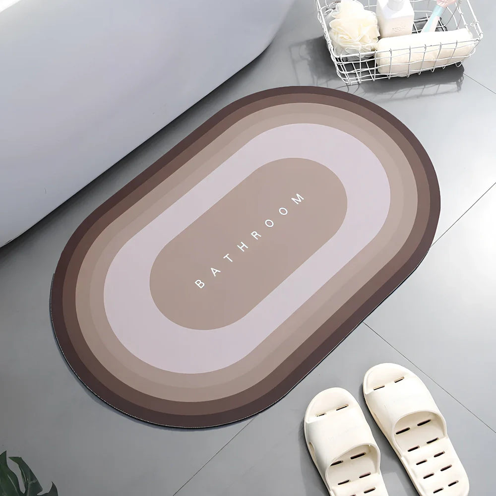 Diatom mud bathroom mat 400x600mm with natural grey colour and non-slip backing