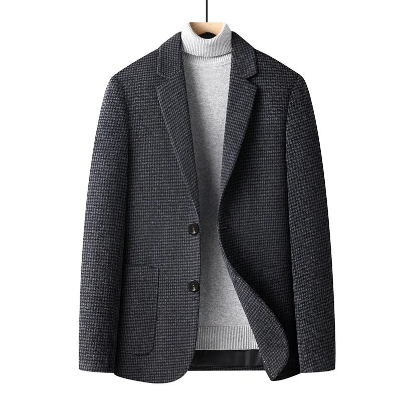 Men's slim-fit wool suit for autumn wear in grey colour with non-ironing feature