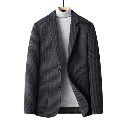 Men's slim-fit wool suit for autumn wear in grey colour with non-ironing feature