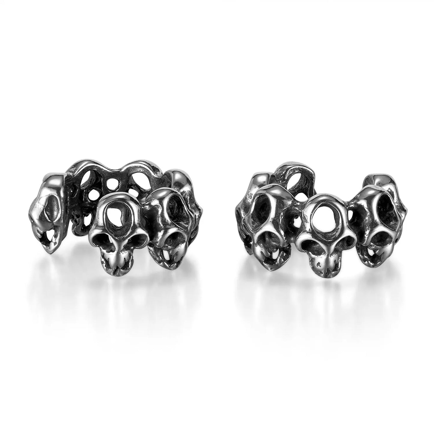 Stainless steel hollow skull geometric ear clip with clip-on fitting