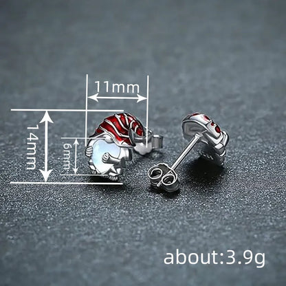 Women's heart-shaped earrings with Santa Claus design in white gold colour E4320