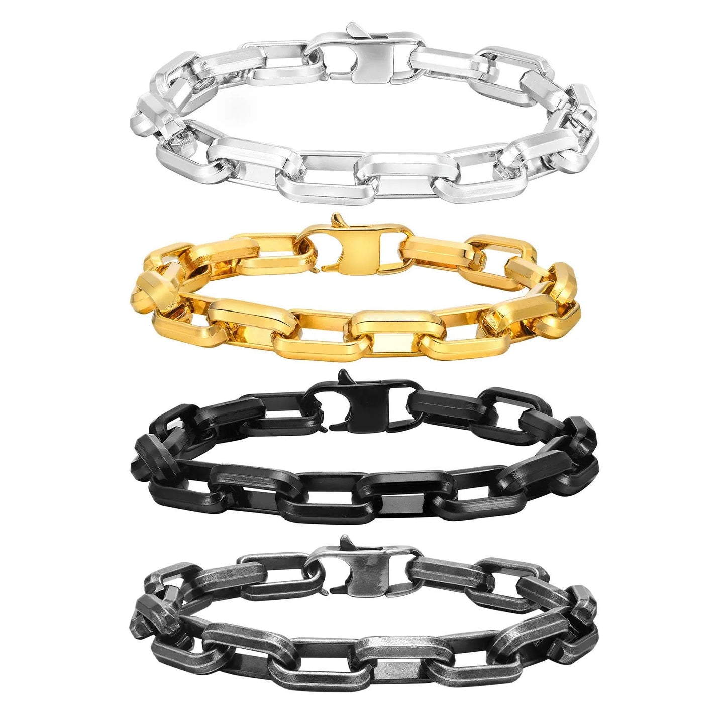 Men's titanium steel bracelet with square chain design in electroplated finish
