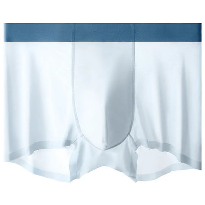 Ice Silk men's shorts in bean green colour showcasing seamless knit design and mid waist fit.