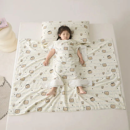 Anti-kick sleeping bag multifunctional cover blanket in summer colour option with antibacterial fibre filling