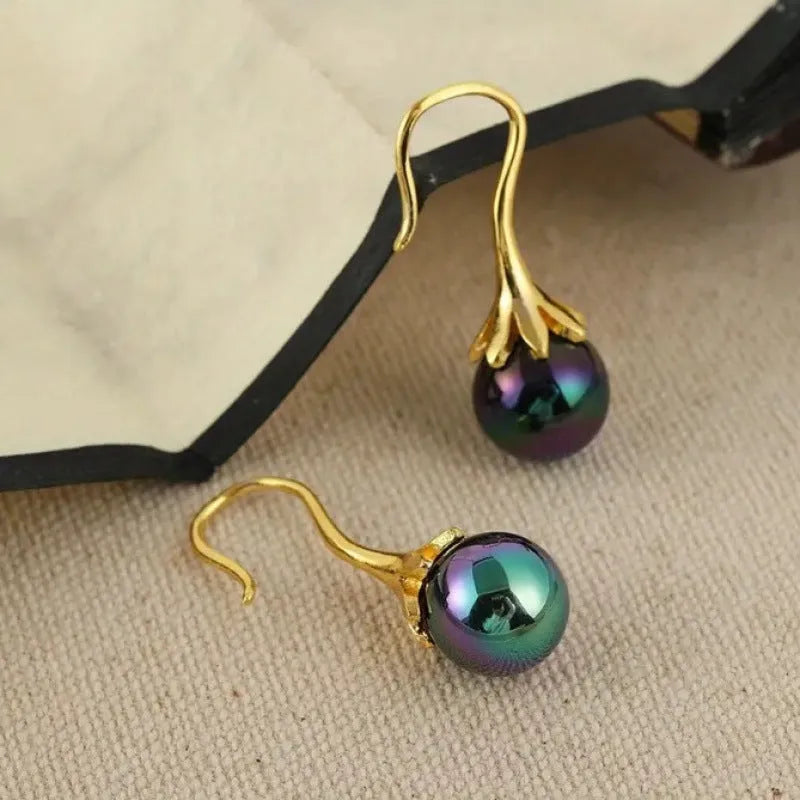 Gold retro geometric women's earrings with electroplated finish on alloy construction