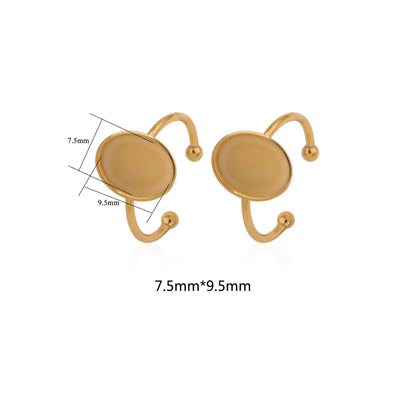 Stainless steel DIY ring setting with electroplated gold finish and totem pattern decoration
