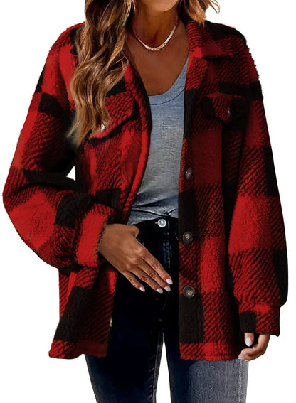 Cozy, plush women's jacket with stylish striped pattern in a variety of color options