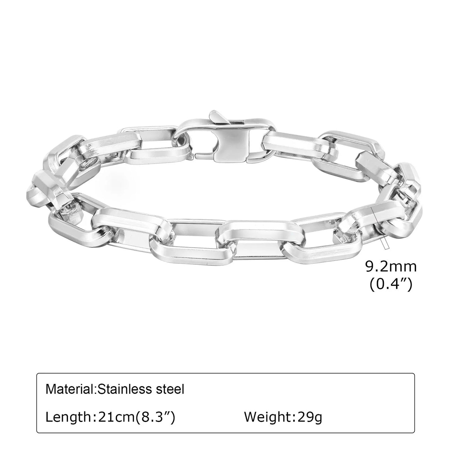 Men's titanium steel bracelet with square chain design in electroplated finish