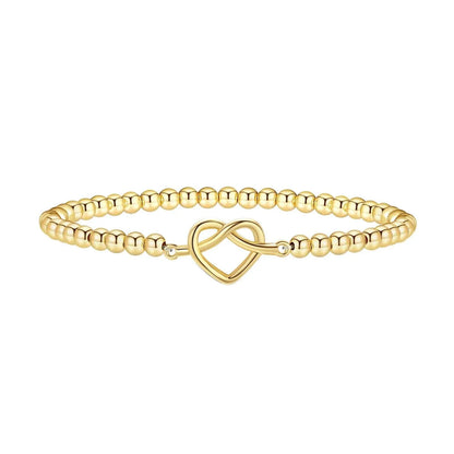 Stainless steel beaded bracelet with geometric round beads in adjustable design
