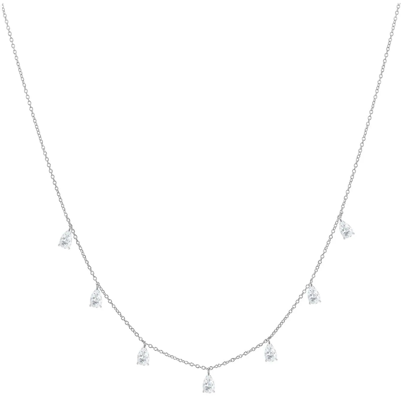 Gentle drop-shaped artificial zircon necklace with adjustable O-shaped chain in 925 silver, available in silver, rose gold, or golden yellow.