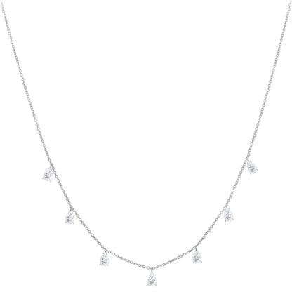 Gentle drop-shaped artificial zircon necklace with adjustable O-shaped chain in 925 silver, available in silver, rose gold, or golden yellow.