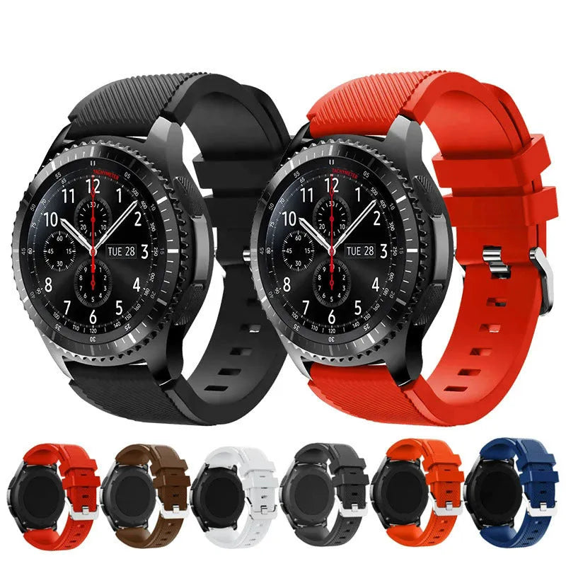 S3 Twill silicone watch strap for 2022mm monochrome smartwatches with a sports style design measuring 125 x 98mm, available in nineteen colours including army green and Barbie pink
