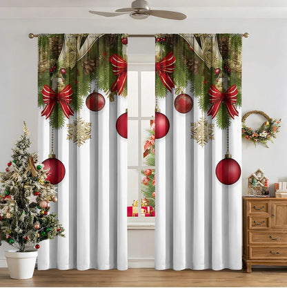 3D digital printed Christmas curtains with festive pattern, available in two sizes with high sunshade function